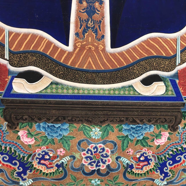 Late 19th Century Monumental Qing Dynasty Chinese Ancestral Portrait For Sale - Image 6 of 13