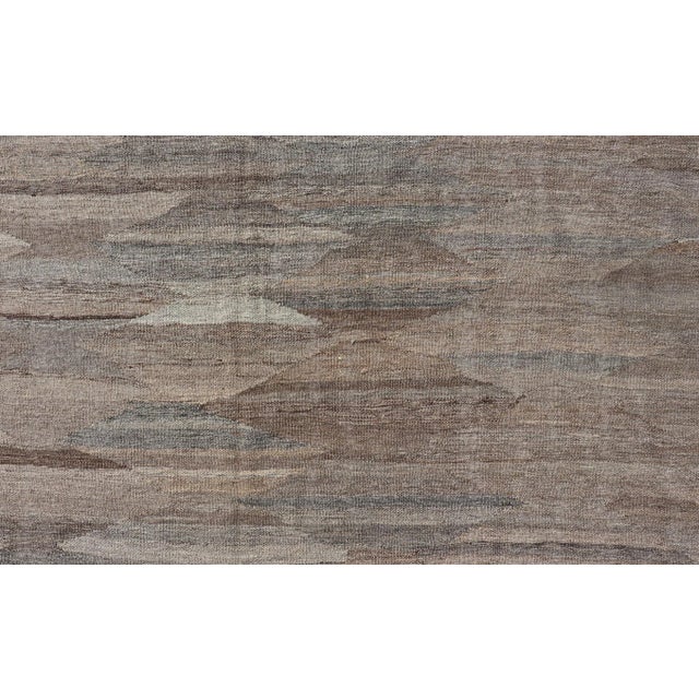 Gray Modern Hand-Woven Flatweave Kilim in Wool With Sub-Geometric Diamond Design For Sale - Image 8 of 13