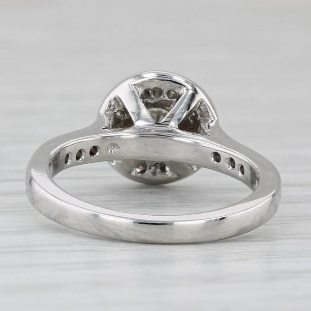 2010s 1.08ctw Round Diamond Halo Engagement Ring Platinum Size 5.5 For Sale - Image 5 of 8