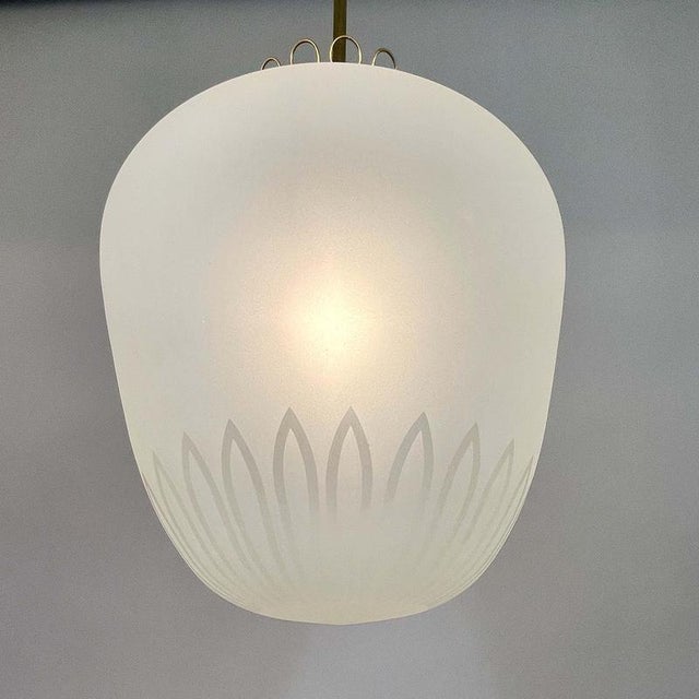 Frosted Glass and Brass Pendant by Hans Bergström for Asea, Sweden 1950s For Sale - Image 13 of 18