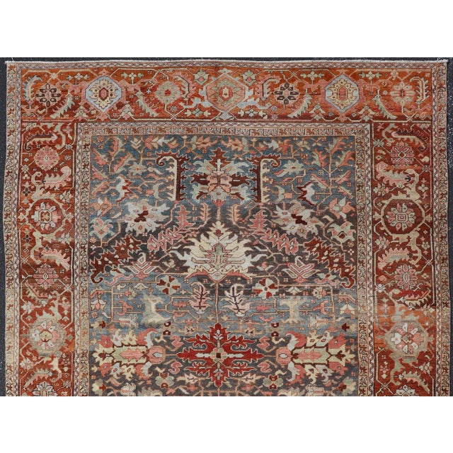 Antique Persian Bakshaish Rug With Medallions and Flower Motifs in Midnight Blue For Sale - Image 12 of 16