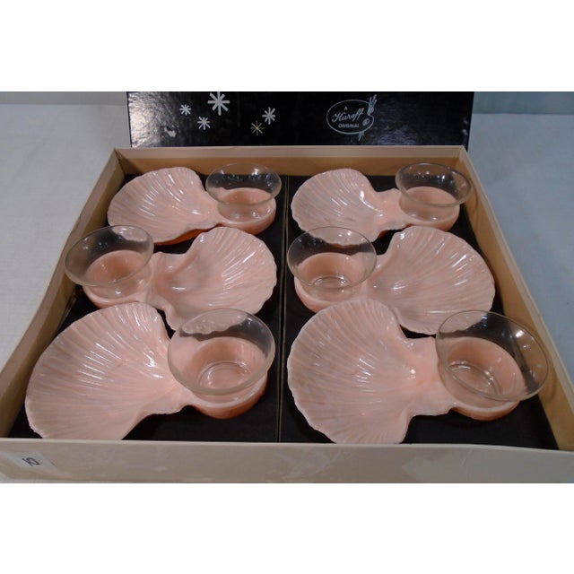 Mid 20th Century Mid 20th Century Palm Beach-Style Karoff Set of 6 Sea Servers and 2 Abingdon Clam Shell Candlestick Holders For Sale - Image 5 of 12