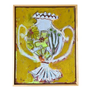 "Vase With the Green Flowers" an Original Painting by Shann Spishak For Sale