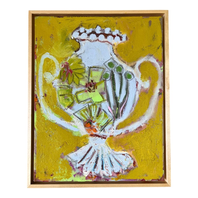 "Vase With the Green Flowers" an Original Painting by Shann Spishak For Sale