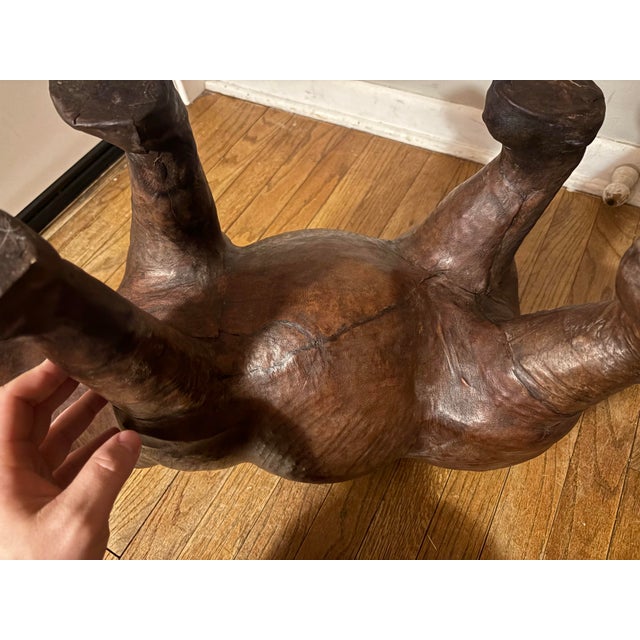 Vintage 1970s Leather Wrapped Hippopotamus Figure With Glass Eyes For Sale In Philadelphia - Image 6 of 9