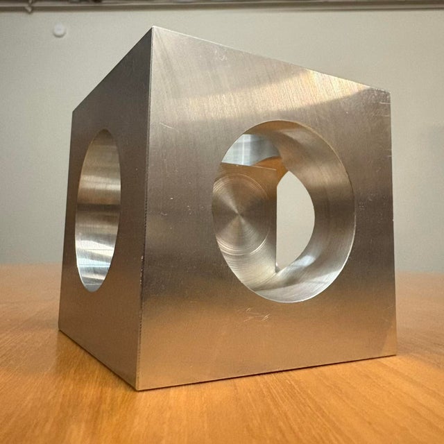 1997 Wall-Mounted Precision Aluminum Cube Sculpture For Sale - Image 11 of 17