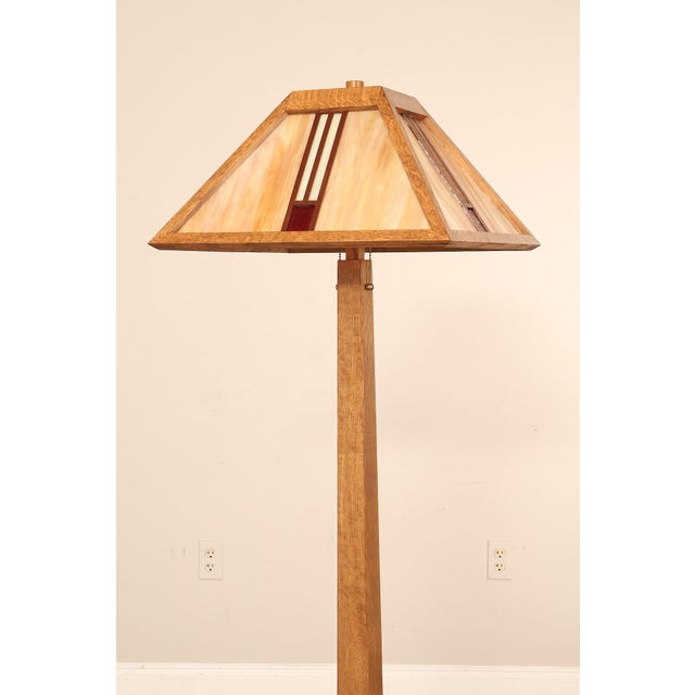 Ppl Fine Woodworking Mission Oak and Stained Glass Floor Lamp For Sale In Philadelphia - Image 6 of 18