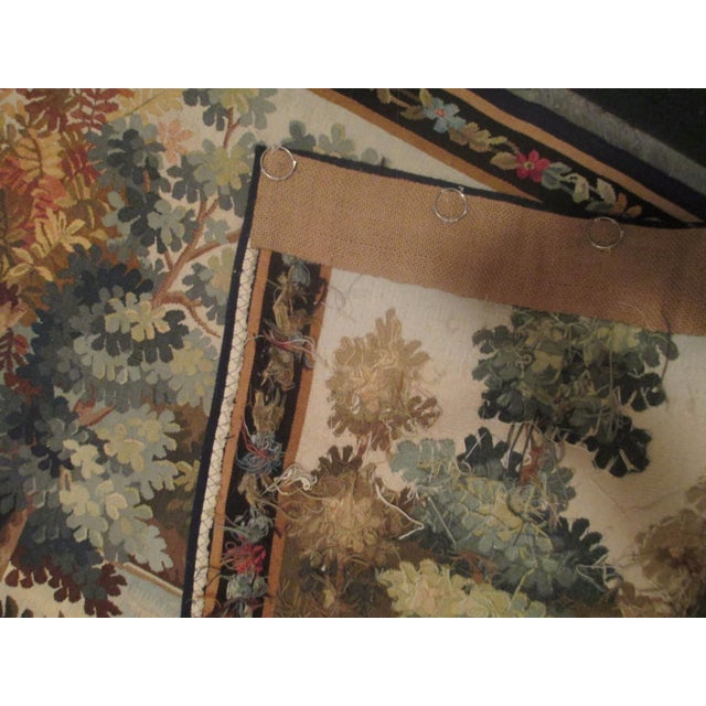 Beautiful Aubusson Tapestry With Charming Country Landscape For Sale - Image 9 of 9