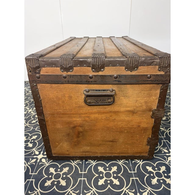 Antique Wooden Steamer Trunk, 1890s For Sale - Image 5 of 15