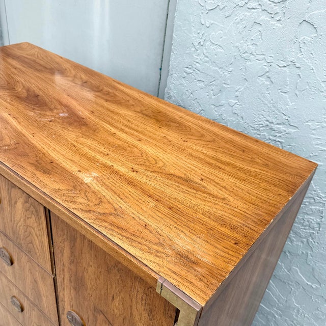 Thomasville Vintage Huntley Campaign Highboy Dresser by Thomasville For Sale - Image 4 of 12