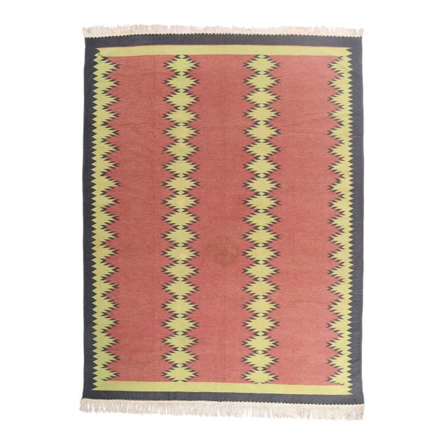 Vintage Indian Dhurrie Rug, 09'08 X 12'09 For Sale