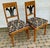 Beautiful clean lined fruitwood antique Biedermeier chairs. Striking ebonized back splat, top rail and front apron inlaid...