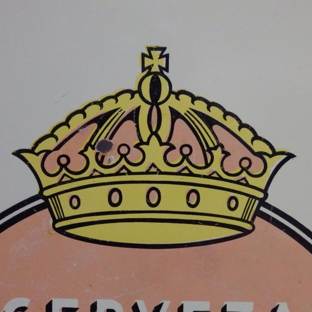 Folk Art Corona Beer Porcelain Advertising Sign For Sale - Image 3 of 9