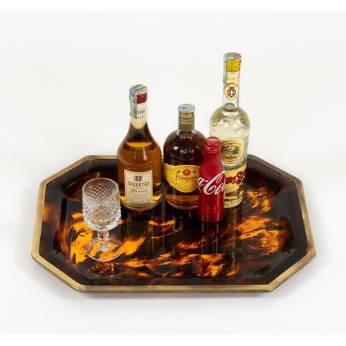 1970s Serving Tray in Faux Tortoiseshell and Brass from Christian Dior, 1970s For Sale - Image 5 of 11