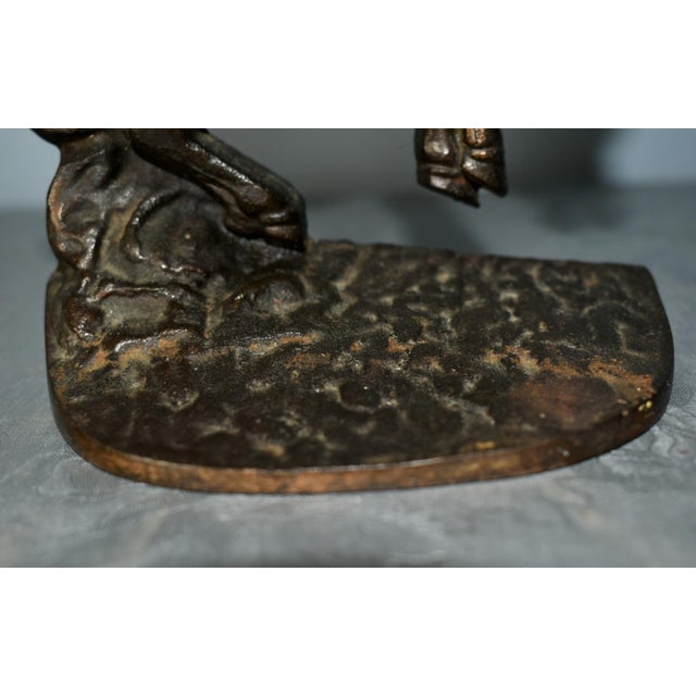 Vintage Bronzed MetaL Cowboy & Horse Sculpture Signed & Marked For Sale In Philadelphia - Image 6 of 11