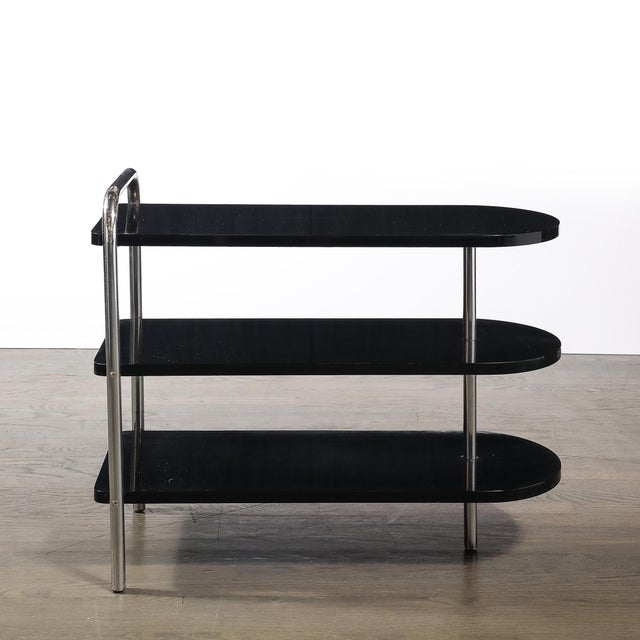 Howell Company Art Deco Three-Tier Bullet Form Side Table, Model No 806 by Wolfgang Hoffman For Sale - Image 4 of 15