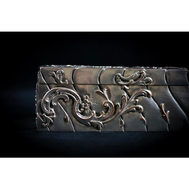 Rectangular Box in Repoussé Silver-Plated Metal by Victor Saglier, 1860 For Sale - Image 4 of 13