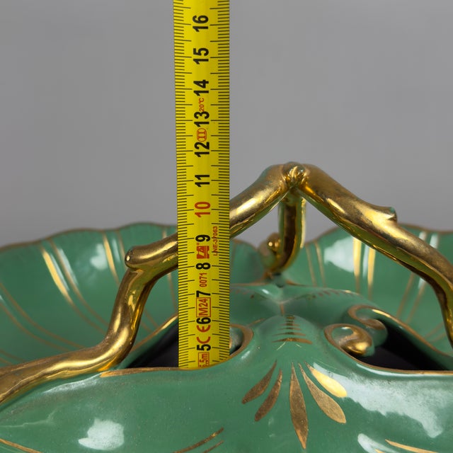 Green Gold Shell Artistic Majolica Centerpiece by CAT G.T, 1960s For Sale - Image 11 of 12