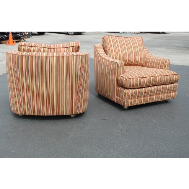 Late 20th Century 1970s Style Striped Club Chairs - a Pair For Sale - Image 5 of 12