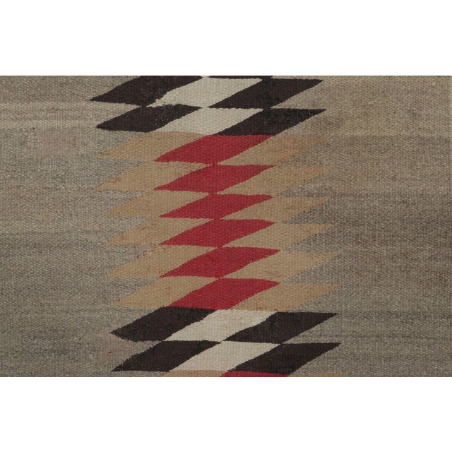 Traditional Antique Navajo Blanket Rug in Brown With Geometric Chevron Pattern - Rug & Kilim For Sale - Image 3 of 7