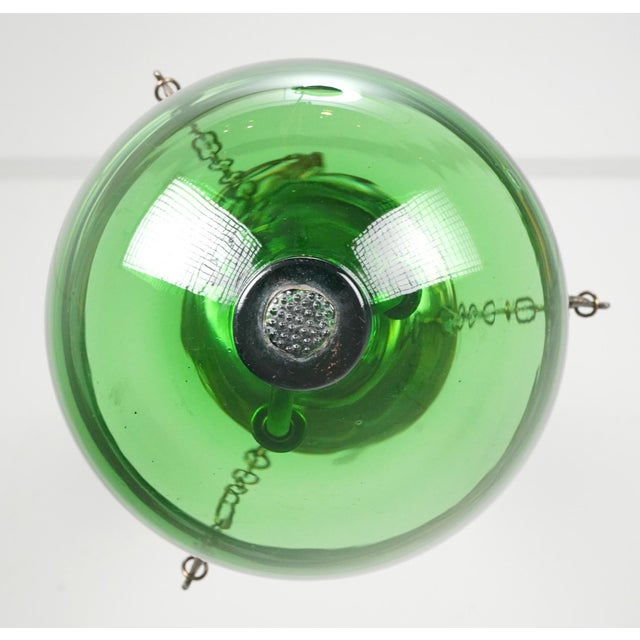 Antique 13 In. Green Hand Blown Crystal Bell Jar Pendant Light For Sale In New York - Image 6 of 12