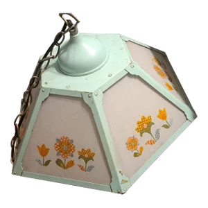 Vintage 1960s Hanging Kitchen Glass Panels Light Fixture 6 Glass Panels
