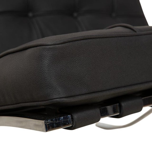 Bauhaus Black Vegan Leather Barcelona Chair by Ludwig Mies van der Rohe for Knoll International For Sale - Image 3 of 10