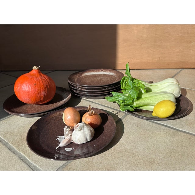 Handmade Ceramic Dinner and Serving Plates from Serocka, Germany, 1970s, Set of 10 For Sale - Image 12 of 13