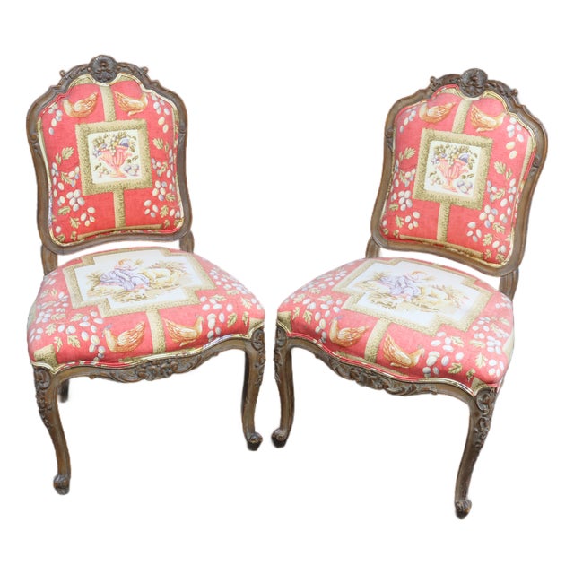 Louis XV Style Walnut Side Chairs – Pair For Sale