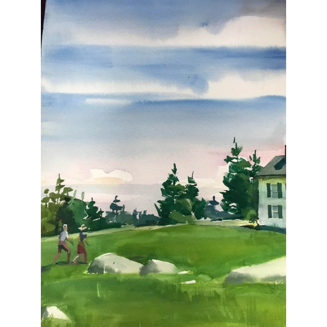 This refreshing, bright, original, signed watercolor by David Beynon Pena shows two cousins walking up to the house for...