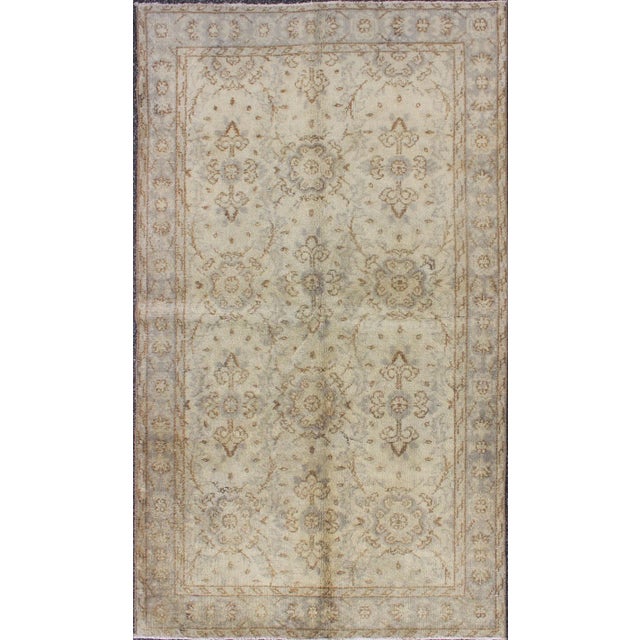 Keivan Woven Arts Vintage Turkish Oushak Rug With All-Over Floral Design in Ivory, Gray and Brown For Sale In Atlanta - Image 6 of 6