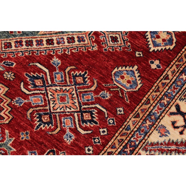 Southwestern Super Kazak Red/Beige Wool Rug - 5'7'' X 8'8'' For Sale In New York - Image 6 of 10