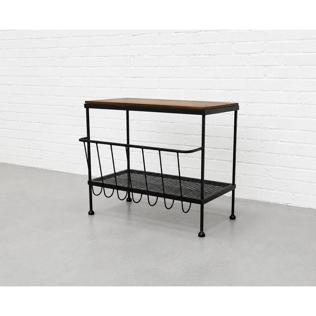 Mid Century Modern Industrial Black Metal Magazine Stand / Side Table, C. 1960's For Sale - Image 4 of 11