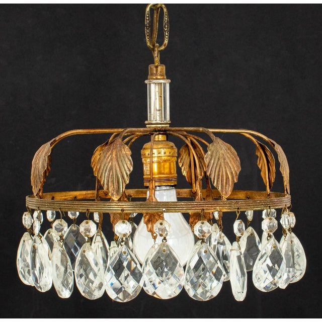 Hollywood Regency Gilt Metal Ceiling Pendant 1960s For Sale - Image 4 of 8
