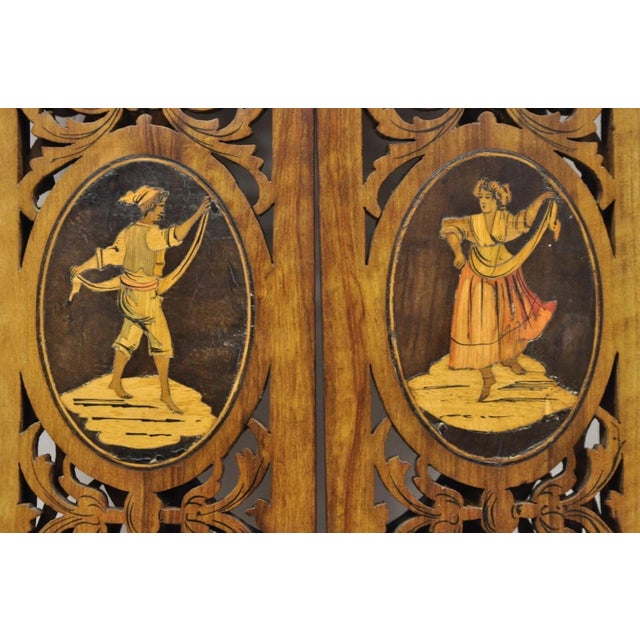 19th C Italian Sorrento Folding Marquetry Inlay Small Picture Frame Wall Mirror For Sale In Philadelphia - Image 6 of 12