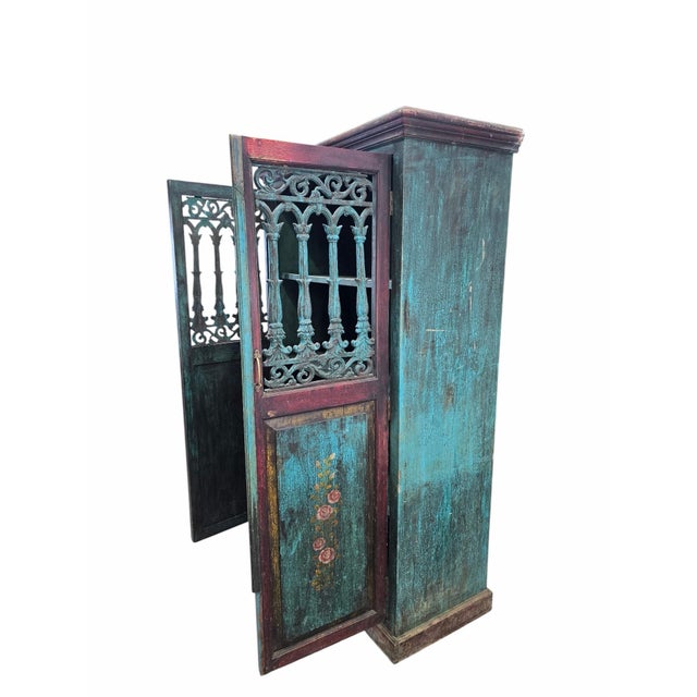 Green Antique German Hand Painted Cabinet For Sale - Image 8 of 12