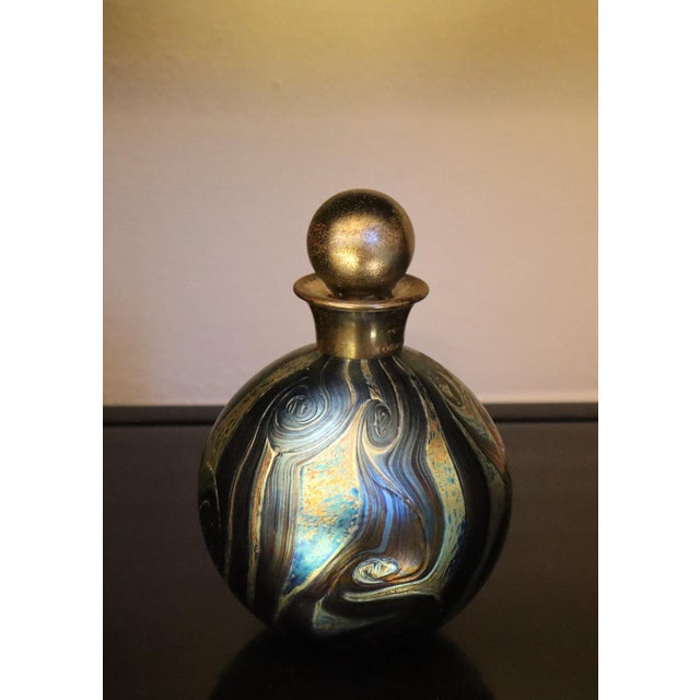 Decorated Glass Bottle with 925 Silver Neck from Isle of White, 2004 For Sale - Image 3 of 11
