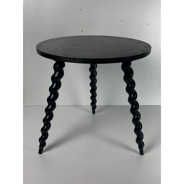 Mid-Century French Ebonized Turned Wood Side Table with Cork Screw Legs, 1950s For Sale - Image 11 of 15