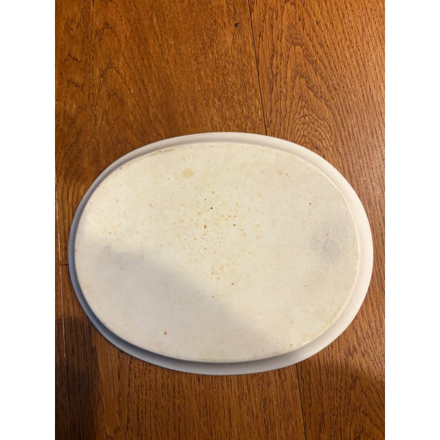 Nice Hand Painted Chinese Blue and White Small Platter showing a scholar with two children bringing him chrysanthemums....