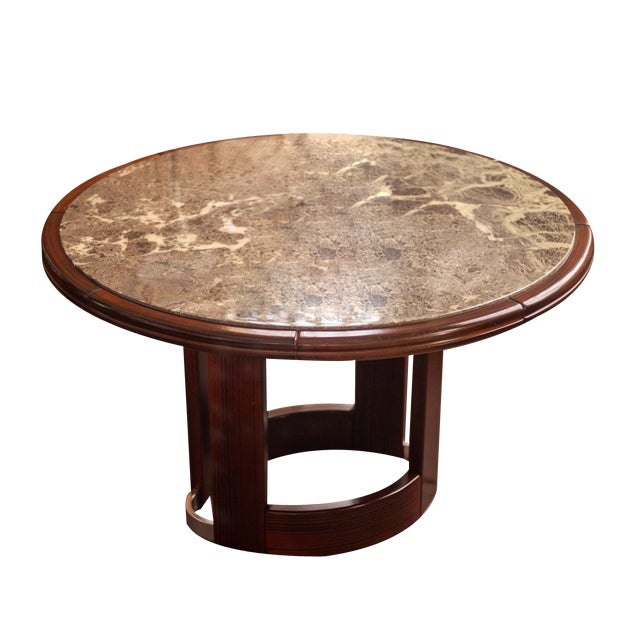 Brutalist Marble & Rosewood Dining Table, 1970s For Sale