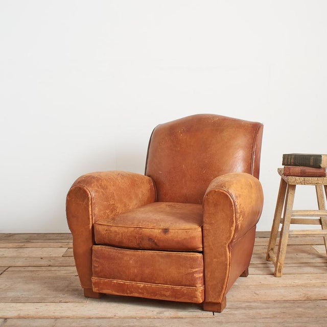 Vintage French Leather Club Chair, 1920s For Sale - Image 17 of 17