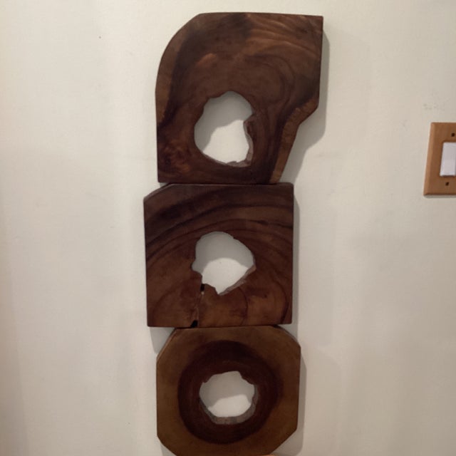 Vintage 3 Pieces Modern Wall Art Jungle Wood Set For Sale - Image 12 of 12