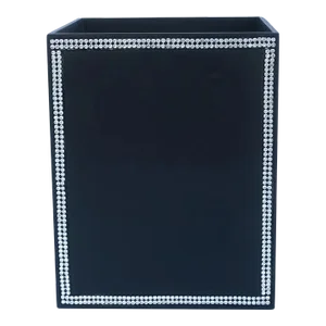 Black Wastebasket Trash Can With Faux Diamond Design