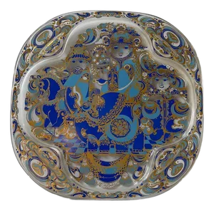 Christmas Artist Glass Wall Plaque by Bjørn Wiinblad for Rosenthal, 1978