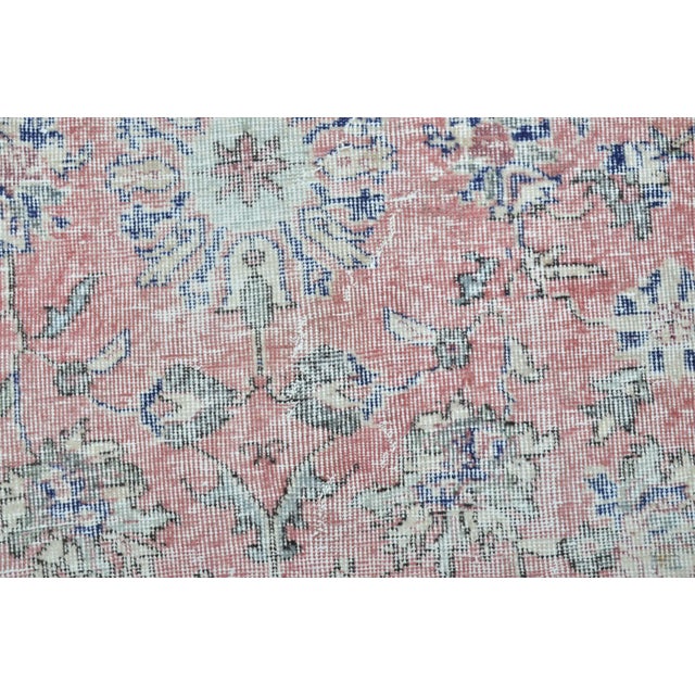 1960s Hot Pink Oriental Design Distressed Pale Rug For Sale In Phoenix - Image 6 of 11