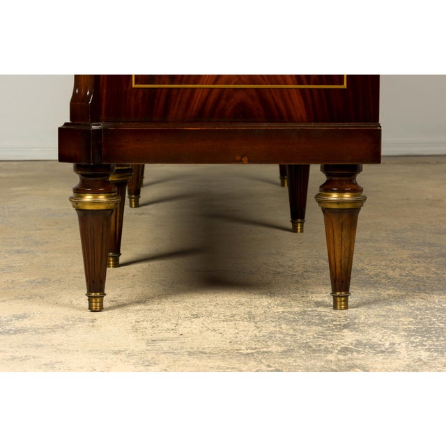 Mid 20th Century French Louis XVI Style Mahogany Sideboard Buffet With Carrara Marble Top For Sale - Image 17 of 18