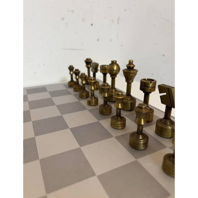 1970s Steel and Brass Chess Set from Italfama, 1970, Set of 33 For Sale - Image 5 of 9