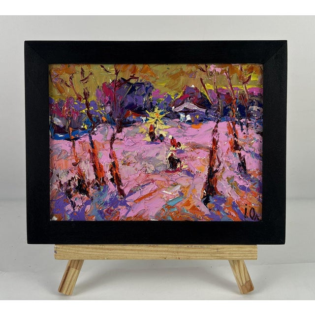 *** ABOUT THIS PAINTING *** * TITLE: ""Frosty Evening in Winter"" * ARTISTS: Oleksiy Ivanyuk * SIZE: 15x20 cm/5.90x7.87...