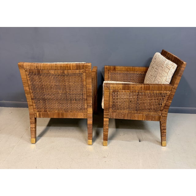Brown Attributed to Billy Baldwin for Bielecky Brothers Rattan Game Table and Chairs, Set of 3 1970s For Sale - Image 8 of 18