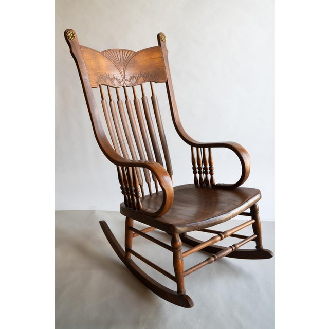Antique Rocking Chair With Embellishments and Masterful Elegant Arms and Back! For Sale In Monterey, CA - Image 6 of 10